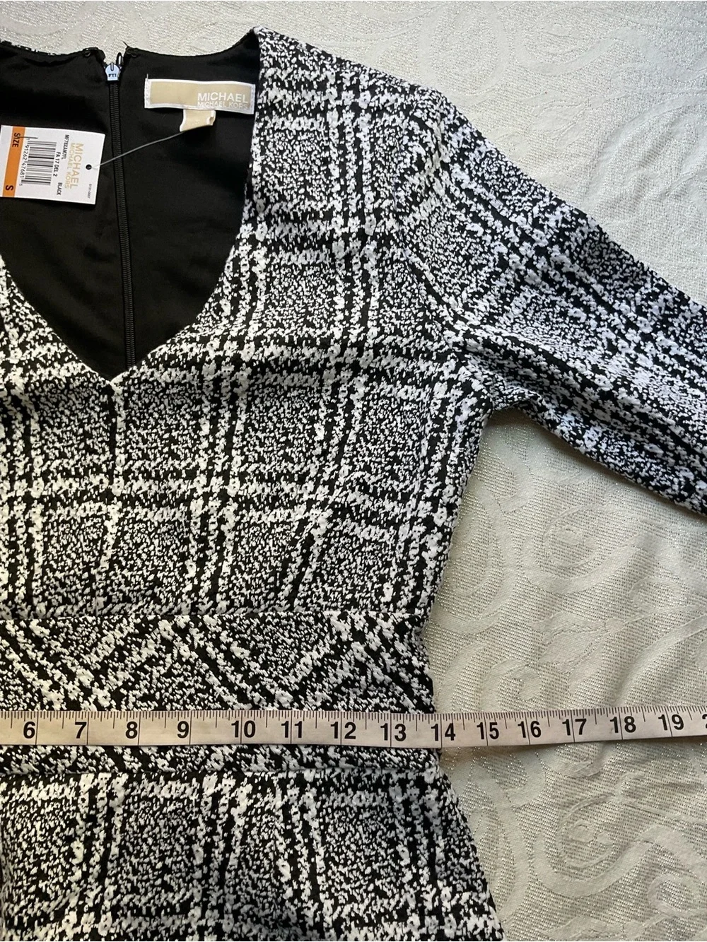 NWT Michael Kors Black & White Plaid Fit & Flare Dress Size Small